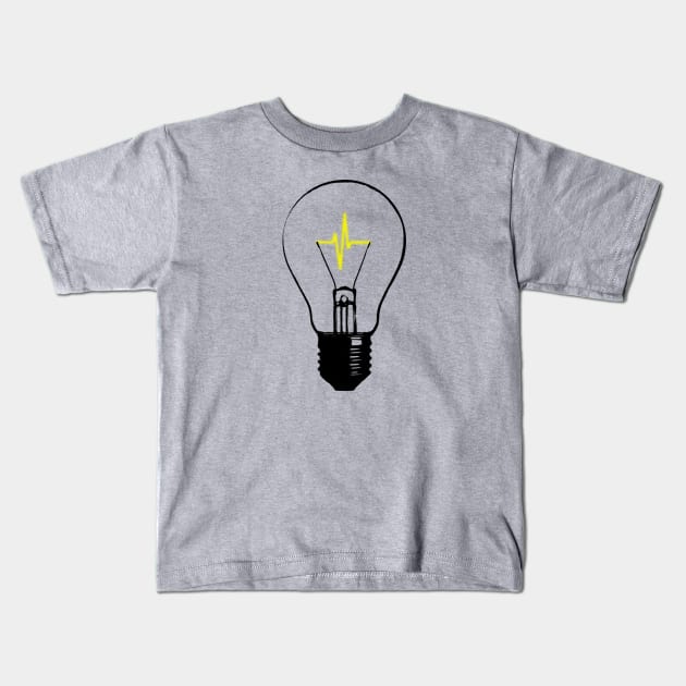 lightbulb heartbeat Kids T-Shirt by chriswig